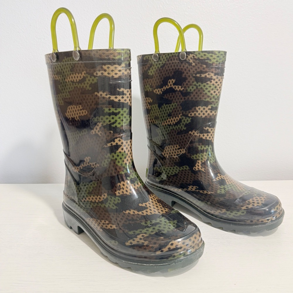 Western Chief Rain Boots Kids Size 11/12 Brown Woodland Camo Pull-On Waterproof